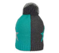 Sterntaler Unisex Strickmütze mit Bommel und Sternen-Motiv, Gefüttert, Alter: 12-18 Monate, Größe: 49, Türkis/Grau