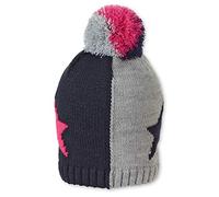 Sterntaler Unisex Strickmütze mit Bommel und Sternen-Motiv, Gefüttert, Alter: 4-6 Jahre, Größe: 55, Blau/Rosa/Grau
