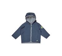 Sterntaler Babyjacke zum Wenden - mit Kapuze & Dino Rexi-Applikation - Baumwolljersey - bequeme Jungen Jacke mit Druckknöpfen - Pünktchen-/Uni-Design - Babykleidung ab Geburt - graublau - Größe 74