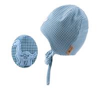 Sterntaler Beanie mit Stickmotiv Dino für Jungen - Baby und Kinder Mütze mit angeschnittenen Ohrenklappen und Bindeband - gefüttert mit Baumwollfleece - blau, 43