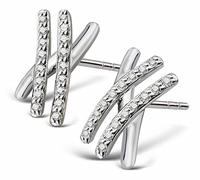 Sternvoll® Damen Ohrstecker aus 925 Sterling Silber mit Zirkonia Steinen in 3 Stäben
