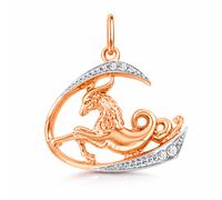 Sternzeichen Anhänger Steinbock aus 585er Rotgold mit Zirkonia, Höhe ca. 25 mm Karatov