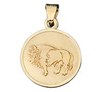Sternzeichenanhänger JOBO "Amor Anhänger Sternzeichen", gelbgold 333, Schmuckanhänger, Damen, Stier, Gelbgold 333, 333 Gold rund 12 mm (50584846-0) gelbgold 333
