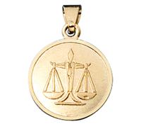 Sternzeichenanhänger JOBO "Amor Anhänger Sternzeichen", gelbgold 333, Schmuckanhänger, Damen, Waage, Gelbgold 333, 333 Gold rund 12 mm (97100057-0) gelbgold 333