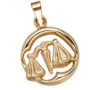 Sternzeichenanhänger JOBO "Anhänger Sternzeichen", gelbgold 375, Schmuckanhänger, Damen, Waage, Gelbgold 375, 375 Gold rund 14 mm (63871936-0) gelbgold 375