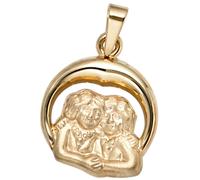 Sternzeichenanhänger JOBO "Anhänger Sternzeichen", gelbgold 375, Schmuckanhänger, Damen, Zwilling, Gelbgold 375, 375 Gold rund 14 mm (67764505-0) gelbgold 375