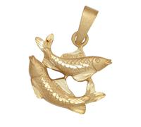 Sternzeichenanhänger JOBO "Anhänger Sternzeichen", goldfarben, Schmuckanhänger, Damen, Fische, Silber 925 (Sterlingsilber), 925 Silber vergoldet matt (31371124-0) goldfarben