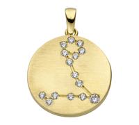 Sternzeichenanhänger JOBO "Anhänger Sternzeichen rund", gelbgold 333, weiß, Schmuckanhänger, Damen, Fische, Gelbgold 333, 333 Gold rund matt mit Zirkonia (53397702-0) gelbgold 333, weiß