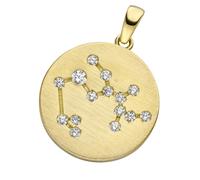 Sternzeichenanhänger JOBO "Anhänger Sternzeichen rund", gelbgold 333, weiß, Schmuckanhänger, Damen, Schütze, Gelbgold 333, 333 Gold rund matt mit Zirkonia (50752828-0) gelbgold 333, weiß