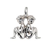 Sternzeichenanhänger JOBO "Anhänger Sternzeichen", silber 925, Schmuckanhänger, Damen, Zwilling, Silber 925 (Sterlingsilber), 925 Silber rhodiniert mit Zirkonia (99372663-0) silber 925