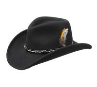 Stetson Amasa Westernhut Wollfilz Damen Herren Filzhut Wasserabweisend Cowboyhut Made in USA Rodeohut Packable Wollfilzhut Sommer Winter schwarz L (58-59 cm)
