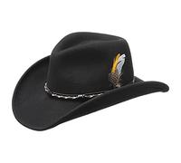 Stetson Amasa Westernhut Wollfilz Damen/Herren - Filzhut wasserabweisend - Cowboyhut Made in USA - Rodeohut Packable - Wollfilzhut Sommer/Winter - Hut schwarz XL (60-61 cm)
