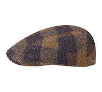 Stetson Ankeny Ivy Wool Check Flatcap Mütze mit Baumwollfutter Elegante Schirmmütze Mehrfarbig Karierte Wollcap Made in EU Herren Herbst Winter braun-blau S (54-55 cm)