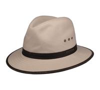 Stetson Baumwoll Traveller Fischerhut mit Lederimitat Braun gemustert, 55/S