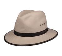 Stetson Baumwoll Traveller Fischerhut mit Lederimitat Braun gemustert, 55/S