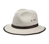 Stetson Baumwoll Traveller Fischerhut mit Lederimitat Braun gemustert, 59/L