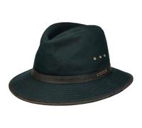 Stetson Baumwoll Traveller Fischerhut mit Lederimitat 57/M, Blau gemustert
