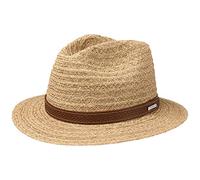 Stetson Traveller Raffia Strohhut mit Ledergarnitur, Natur (7) 58-59 cm (L)