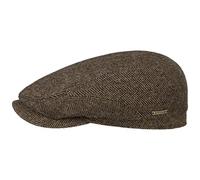 Stetson Belfast Flatcap Schiebermütze Herrenkappe Herringbone mit Innenfutter Baumwolle Herbst Winter braun-schwarz 62 cm