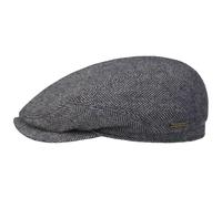 Stetson Belfast Flatcap Schiebermütze Herrenkappe Herringbone mit Innenfutter Baumwolle Herbst Winter blau-grau 61 cm