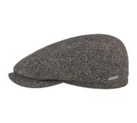 Stetson Belfast Flatcap - Schiebermütze Herren - Schirmmütze mit Wolle - Herrenkappe Herringbone mit Innenfutter (Baumwolle) - Wollcap Herbst/Winter - Flat Cap 57 cm Hellbraun