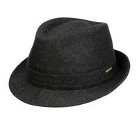 Stetson Benavides Trilby Hut Filz Garniturband Uni einfarbig Made in Italy Damen Herren Herbst Winter anthrazit 54 cm