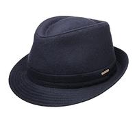 Stetson Benavides Trilby Hut Filz Garniturband Uni einfarbig Made in Italy Damen Herren Herbst Winter blau 56 cm