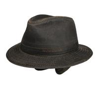 Stetson Berico Earflaps Traveller Hut Herren - Männerhut mit Futter aus Baumwolle - Einfarbiger Stoffhut im Used-Look - Integrierte schützende Ohrenklappen - Herbst/Winter braun S (54-55 cm)