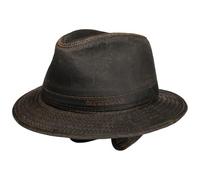 Stetson Berico Earflaps Traveller Hut Herren - Männerhut mit Futter aus Baumwolle - Einfarbiger Stoffhut im Used-Look - Integrierte schützende Ohrenklappen - Herbst/Winter braun M (56-57 cm)