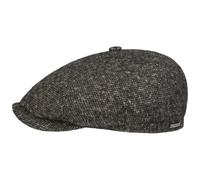 Stetson Brooklin Donegal Flatcap Herren Schirmmütze Schurwolle Baumwollfutter Sechsteilige Herrencap Herbst Winter anthrazit-grau 62 cm
