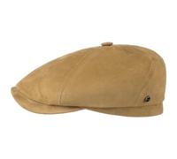 Stetson Brooklin Flat Cap Unifarbene Mütze aus Ziegenleder Baumwollfutter Made in Germany Herren Ganzjährig beige 60 cm