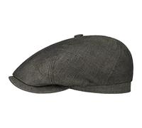 Stetson Brooklin Leinen Schirmmütze Damen/Herren - Sommercap mit Fischgratmuster - Leinenmütze Herringbone - Ballonmütze Frühjahr/Sommer anthrazit XXL (62-63 cm)