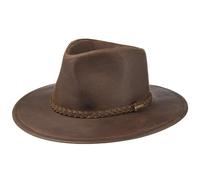 Stetson Buffalo Leather Westernhut - Lederhut Damen/Herren - Cowboyhut Sommer/Winter - Rodeohut aus Leder (Büffel) - Hut wasserabweisend - Regenhut Dunkelbraun L (58-59 cm)