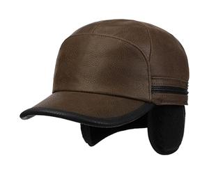 Stetson Byers Leder Baseballcap 7 Panel Mit Ohrenklappen Herren Herbst Winter Dunkelbraun S (54-55 cm)
