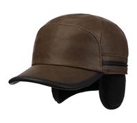 Stetson Byers Ledercap mit verstaubarem Ohrenschutz Herren Made in Germany Baseballcap Leder Rind Earflaps Fleece Herbst Winter Dunkelbraun XXL (62-63 cm)