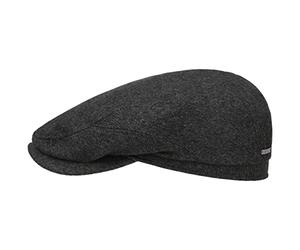 Stetson Cashmere Driver Flatcap Einfarbige Schiebermütze Made in Germany Unisex Herbst Winter anthrazit 61 cm