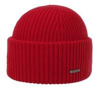 Stetson Classic Uni Wollmütze Damen/Herren One Size (ca. 54-58 cm) - Made in Italy - Aus 100% Wolle - Gestrickt - Beanie mit breitem Umschlag - Länge 23 cm - Herbst/Winter rot One Size