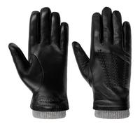 Stetson Conductive Sheepskin Lederhandschuhe Einfarbige Handschuhe Kontrastschaft Elegante Fingerhandschuhe Herren Herbst Winter schwarz 9 1/2 HS