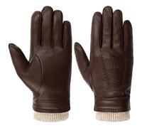 Stetson Conductive Sheepskin Lederhandschuhe Handschuhe Fingerhandschuhe Herren - mit Futter Herbst-Winter - 8 HS dunkelbraun