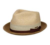 Stetson Contrast Brim Player Toyo Strohhut Zweifarbiger Hut Moderne Diamond-Krone UV-Schutz 40+ Damen Herren Frühjahr Sommer Natur XL (60-61 cm)