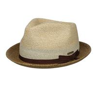 Stetson Contrast Brim Player Toyo Strohhut Zweifarbiger Hut Moderne Diamond-Krone UV-Schutz 40+ Damen Herren Frühjahr Sommer Natur M (56-57 cm)