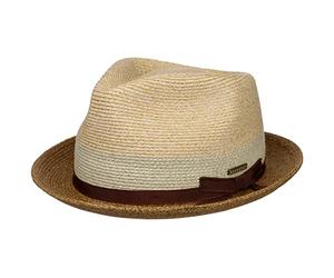 Stetson Contrast Brim Player Toyo Strohhut Zweifarbiger Hut Moderne Diamond-Krone UV-Schutz 40+ Damen Herren Frühjahr Sommer Natur S (54-55 cm)