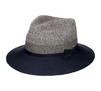 Stetson Contrast Brim Toyo Strohhut Naturfarbener Hut mit Schleife Eleganter Traveller Stil UV-Schutz Damen Herren Frühjahr Sommer dunkelblau M (56-57 cm)