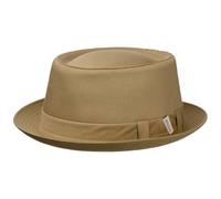Stetson Cotton Pork Pie Stoffhut Einfarbiger Klassischer Schnitt Made in Italy Damen Herren Frühjahr Sommer Khaki M (56-57 cm)