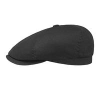 Stetson Cotton Twill Flatcap Gefüttert Baumwolle Atmungsaktiv Unifarben Herren Frühjahr Sommer schwarz XXL (62-63 cm)