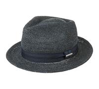 Stetson Crochet Fedora Raffiahut Einfarbiger Hut 100% Raffiastroh Klassische Form Unisex Frühjahr Sommer dunkelblau S (54-55 cm)