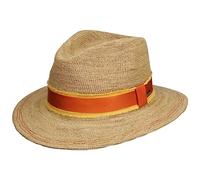 Stetson Crochet Raffia Traveller Strohhut Naturfarbener Hut mit Garniturband Luftige Verarbeitung Damen Herren Frühjahr Sommer Natur M (56-57 cm)