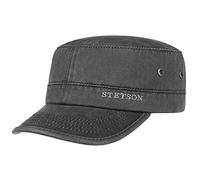 Stetson Datto Army Cap (Kubacap), coole aus Baumwolle gefertigte Militärmütze für Herren, Armee-Mütze Gr.S/54-55-Schwarz
