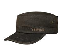 Stetson Datto Armycap Winter - Wintercap Herren - Militarycap Baumwolle - Herrencap UV-Schutz (40+) - Armykappe wasserabweisend - Männercap gefüttert - Cap Herbst/Winter - Kappe braun M (56-57 cm)