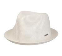 Stetson Dawson Black Player Sonnenhut Damen Herren UV-Schutz 40 Strandhut Papierstroh Porkpie Markenemblem Fedora Frühjahr Sommer weiß S (54-55 cm)